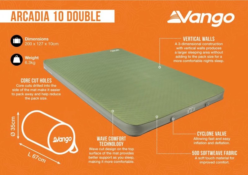 Vango Arcadia 10 Double - Self Inflating Mat