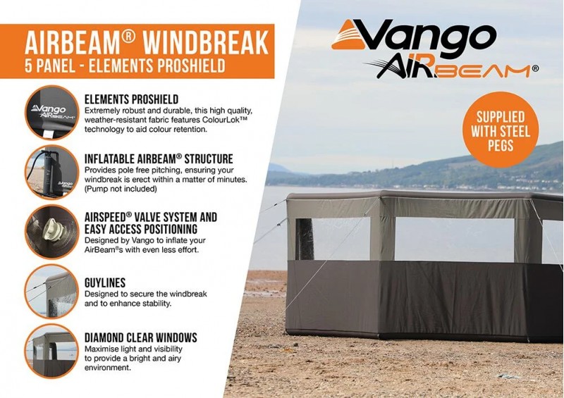 Vango Airbeam Windbreak 3 Panel Elements Pros