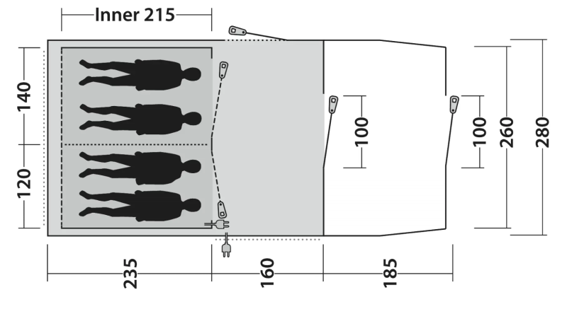 Outwell Rockwell 4 Poled Tent Package 