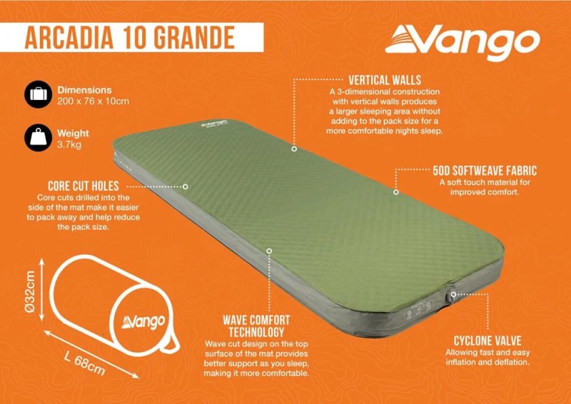 Vango Arcadia 10 Grande - Self Inflating Mat 